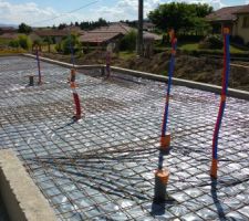 Ferraillage, et préparation pour le coulage des dalles ( terrasse + garage + maison)