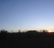 Une petite vue depuis notre terrasse avec le coucher de soleil !