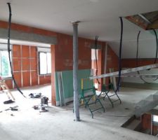Ossature métallique murs + Placo plafond_Etage