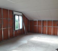 Ossature métallique murs + Placo plafond_Etage