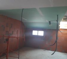 Plaque BA13 hydrofuge plafonds SDB_Etage