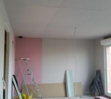 Le 13/11/2015 pose de l'isolation et pose des placos murals dans la partie habitation. Pose des protections aux fenêtres(wc, salle de bains et garage).