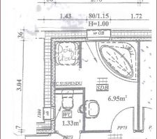 Plan WC et SDB avec dimensions