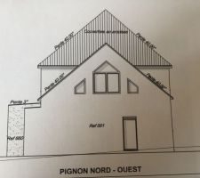 Pignon nord avec baie vitrée dans le pignon en haut fenetre du bureau de 31 m2