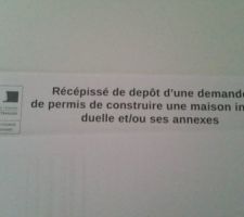 Récépissé dépôt permis de construire