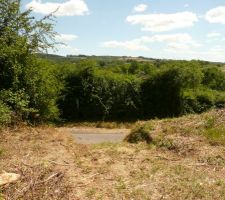 Entrée du terrain avant terrassement. Un des deux peupliers coupés