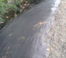Toile de paillage coté chemin