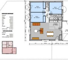 Plan de la maison implantée sur le terrain