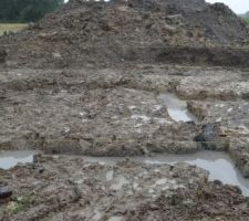 Coulage des semelles élargies avec la pluie