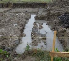 Coulage des semelles élargies avec la pluie