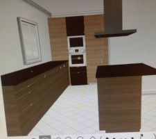 Cuisine en 3D Ikea , mélange bois et façade noir . Qu'est ce que vous en passer ?