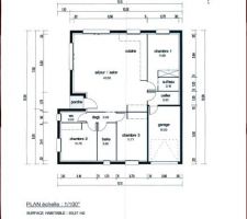 Notre plan en plain pied avec nos 3 chambres et une mini suite parentale :-)