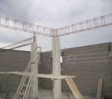 Mise en place des ferrailles pour poutres plancher hourdis étage