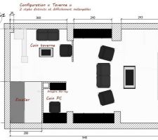 J'hésite entre plusieurs configuration de l'étage - ici la version "Taverne"