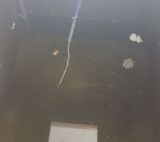 La cave à vin "brute", non aménagée et avec 60 cm d'eau pour la stabiliser pendant la construction de la maison.