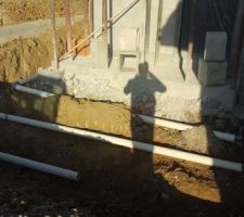 Préparation de l'emplacement de la cuve de récupération des eaux pluviales.