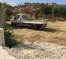 Le camion 4x4 est sur le terrain