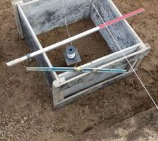 Preparation du plot beton avec micro pieux en dessous