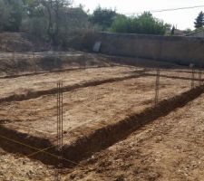 Ferraillage posé pour les fondations