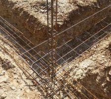 Ferraillage posé pour les fondations