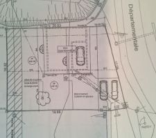 Implantation sur terrain, recule de 3m à respecter en limite EST (route départementale)