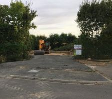 Entrée réalisée. Terrassement et abattage d'arbres en cours