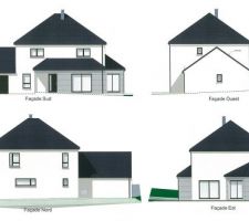 Plan des façades.
Couleur du crépis non défini à ce jour.