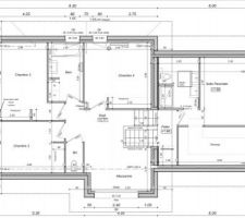 L'étage de notre maison, avec l'espace parents en demi-niveau sur le garage, et l'espace enfant(s) au dessus de la pièce de vie