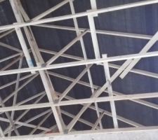 Charpente et toile sous toiture vu de l'int&eacute;rieur
