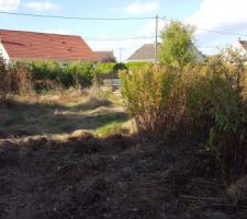 Le terrain avant les travaux (notre cher voisin y a installé ses déchets...)