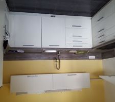 Cuisine SCHMIDT: installation de nouveaux meubles hauts "lift" et bas en remplacement (lave-vaisselle + &eacute;vier + poubelles + meubles tiroirs 60cm au lieu de 120cm
