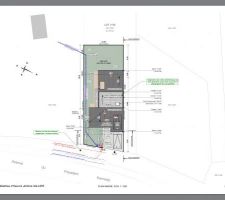 VUE AÉRIENNE de l'implantation de la maison sur le terrain