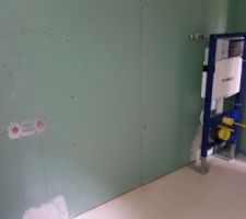 WC suspendu et arrivées murale baignoire salle de bain principale