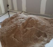 Le sable est distribué dans les pièces ... enfin le premier tas ... chambre 1