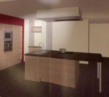 Vue de la future cuisine après modification chez le cuisiniste