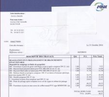 Devis Saur Branchement eau potable