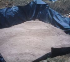 Mise en place du sable (ce sable viens de la Loire, elle a des propriétés macrophage)