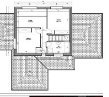 Il y aura quelques modifications sur le plan de l'étage ( chambre a la place de la mezzanine a gauche, et le vide a la place de la chambre de droite )