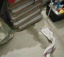 Voici l'état du garage à chaque pluie avec du vent. Par chance il n'a pas trop plut cette nuit pendant la tempête sinon je pense qu'il aurait fallu vider complètement le garage pour racler