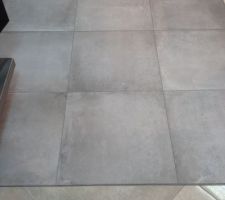 Choix de notre carrelage.
Carrelage 60x60 effet béton.  Modèle hors gamme donc plus values...