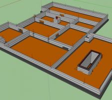 Schématisation de l'élévation du vide sanitaire et fosse mécanique (Sketchup).