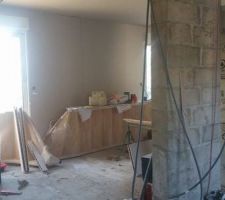 Mise en place des plaque de ba13 et isolant