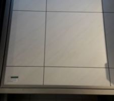 C'est le carrelage qu'on a choisi blanc effet marbre 44×44