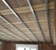 Préparation pour le faux plafond en cour dans le salon
