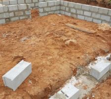 Montage des parpaing pour le vide sanitaire