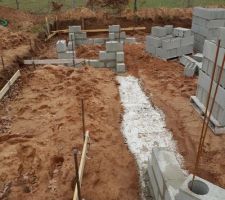 Montage des parpaing pour le vide sanitaire