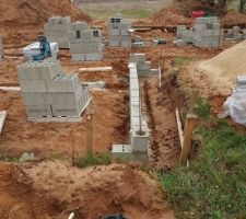 Montage des parpaing pour le vide sanitaire