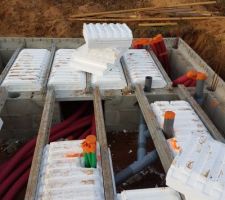 Passage des fourreaux électricité, gaz, évacuation des EU.