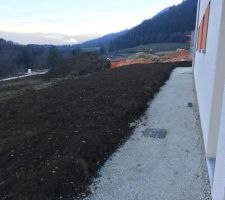Fin du terrassement, l'extérieur est pour ainsi dire fini, ne reste plus que les aménagements définitif mais ça attendra le printemps ?