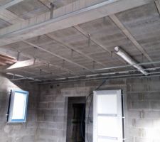 Mise en place des fourrures (plafond) au rdc